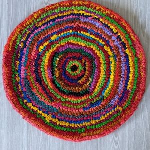 Sustainable Small Round Vibrant Floor Mat